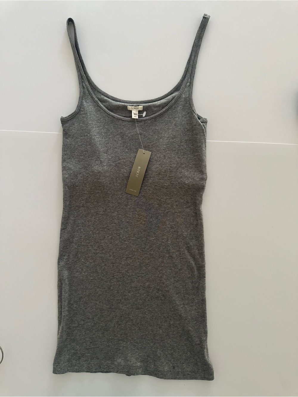 J. Crew Heather Gray 100% cotton tank with built in bra shelf, XS